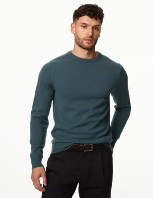 

Mens M&S Collection Pure Extra Fine Lambswool Crew Neck Jumper - Petrol Green, Petrol Green