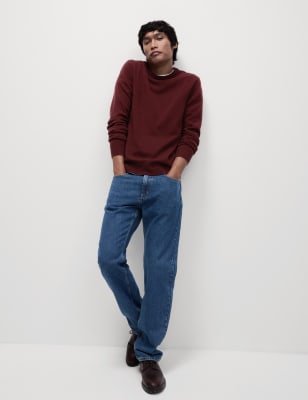 

Mens M&S Collection Pullover mit Rundhalsausschnitt aus besonders feiner, reiner Schurwolle - Bordeaux, Bordeaux