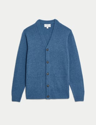 

Mens M&S Collection Extra Fine Lambswool Rich V-Neck Cardigan - Light Denim, Light Denim