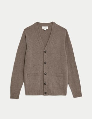 

Mens M&S Collection Cardigan mit V-Ausschnitt aus reiner, extrafeiner Lammwolle - Neutral, Neutral