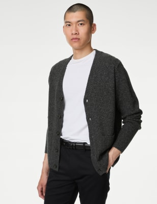 

Mens M&S Collection Extra Fine Lambswool Rich V-Neck Cardigan - Charcoal, Charcoal