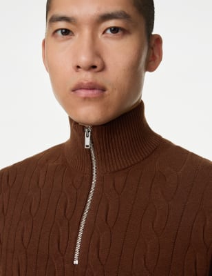 

Mens M&S Collection Cotton Blend Cable Funnel Neck Jumper - Brandy, Brandy