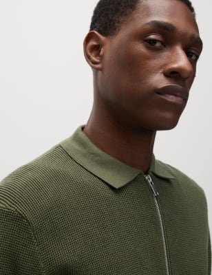 

Mens M&S Collection Cotton Rich Knitted Polo Shirt - Hunter Green, Hunter Green