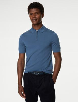 

Autograph Polo de punto 100 % lana merino extrafinaMens - Air Force Blue, Air Force Blue