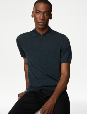 

Mens Autograph Pure Extra Fine Merino Wool Knitted Polo Shirt - Graphite, Graphite