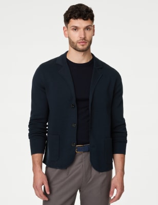 

Mens M&S Collection Cotton Modal Knitted Blazer - Navy, Navy