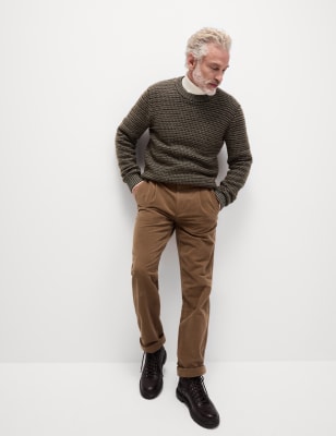 

M&S Collection Suéter de cuello redondo texturizado con lana lambswoolMens - Brown Mix, Brown Mix