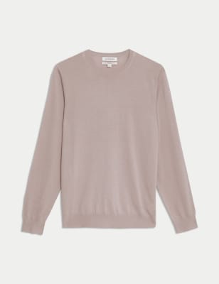 

Mens Autograph Pure Extra Fine Merino Wool Crew Neck Jumper - Dusky Pink, Dusky Pink