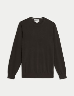 

Mens Autograph Pure Extra Fine Merino Wool Crew Neck Jumper - Dark Chocolate, Dark Chocolate