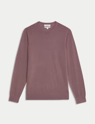 

Mens Autograph Pure Extra Fine Merino Wool Crew Neck Jumper - Brown Haze, Brown Haze