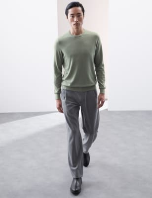 

Mens Autograph Pullover mit Rundhalsausschnitt aus extrafeiner Merinowolle - Smokey Green, Smokey Green