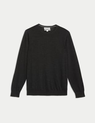 

Mens Autograph Pure Extra Fine Merino Wool Crew Neck Jumper - Dark Charcoal, Dark Charcoal