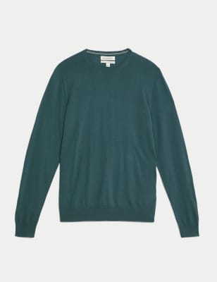 

Mens Autograph Pure Extra Fine Merino Wool Crew Neck Jumper - Petrol Green, Petrol Green