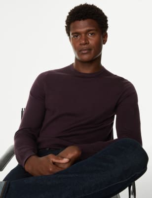 

Mens Autograph Pure Extra Fine Merino Wool Crew Neck Jumper - Burgundy, Burgundy