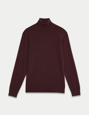 

Mens Autograph Pure Extra Fine Merino Wool Roll Neck Jumper - Burgundy, Burgundy