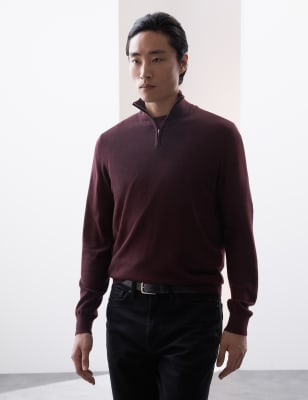 

Mens Autograph 2pc Pure Extra Fine Merino Wool Jumper - Burgundy Mix, Burgundy Mix