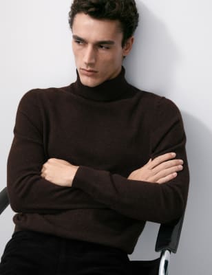 

Mens Autograph Pure Cashmere Roll Neck Jumper - Chocolate, Chocolate