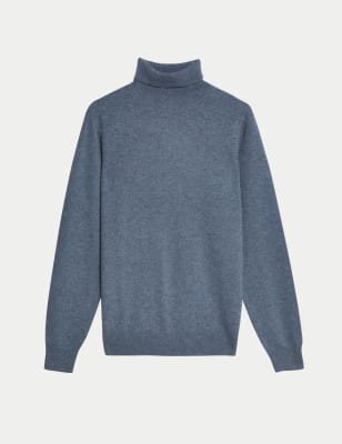 

Mens Autograph Pure Cashmere Roll Neck Jumper - Smokey Blue, Smokey Blue