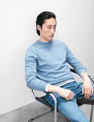 

Autograph Jersey 100% cashmere con cuello redondoMens - Slate Blue, Slate Blue