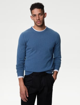 

Mens Autograph Pure Cashmere Crew Neck Jumper - Medium Blue, Medium Blue