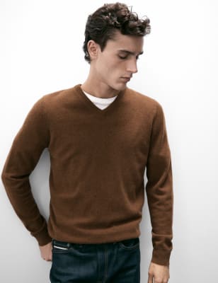 

Mens Autograph Pure Cashmere V-Neck Jumper - Brandy, Brandy