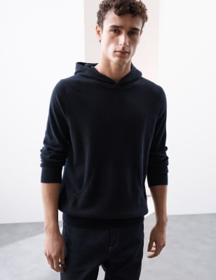 

Mens Autograph Pure Cashmere Knitted Hoodie - Dark Navy, Dark Navy