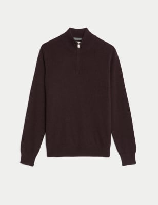 

Mens Autograph Pure Cashmere High Neck Zip Up Jumper - Peat, Peat