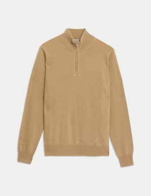 

Mens Autograph Pure Cashmere High Neck Zip Up Jumper - Camel, Camel