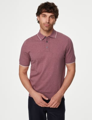 

M&S Collection Polo de manga corta de punto de algodónMens - Rose, Rose