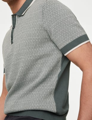 

Mens M&S Collection Cotton Rich Geometric Knitted Polo Shirt - Charcoal, Charcoal