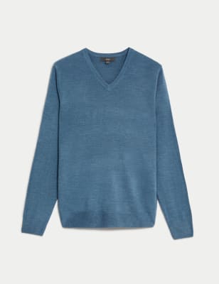 

Mens M&S Collection Cashmilon™ V-Neck Jumper - Denim, Denim