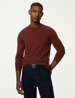 

Marks & Spencer Pure Acrylic Stripes Round Neck Jumper (MALE, RUBY RED, M-REG)