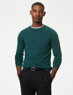 

Marks & Spencer Pure Acrylic Stripes Round Neck Jumper (MALE, EVERGREEN, S-REG)