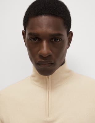 

M&S Collection Jersey Cashmilon™ con cuello alto y media cremalleraMens - Ecru, Ecru