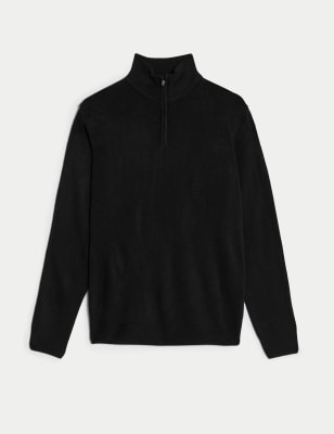 

Mens M&S Collection Cashmilon™ High Neck Half Zip Jumper - Black, Black