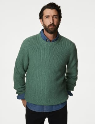 

Mens M&S Collection Supersoft Chunky Crew Neck Jumper - Faded Green, Faded Green