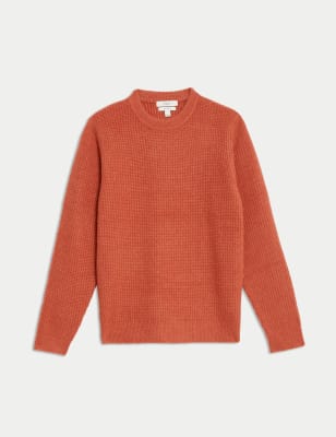 

Mens M&S Collection Supersoft Crew Neck Jumper with Wool - Burnt Orange, Burnt Orange