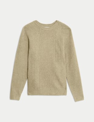 

Mens M&S Collection Cable Knit Supersoft Jumper with Wool - Sand Mix, Sand Mix