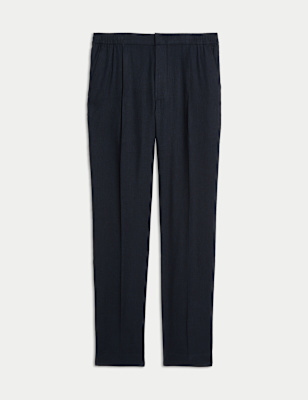 

Mens Autograph Tapered Fit Italian Linen Blend Elasticated Trousers, Navy