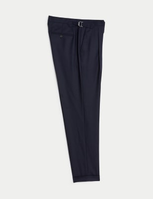 

Mens Autograph Tailored Fit Pure Wool Flannel Trousers - Navy, Navy