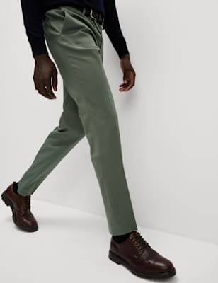 

Mens M&S Collection Slim Fit Stretch Smart Trousers - Green, Green