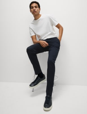 

Mens M&S Collection Tapered Fit Elasticated Trousers, Navy