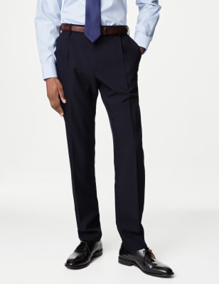 

Mens M&S Collection Bundfaltenhose in normaler Passform - Navy, Navy