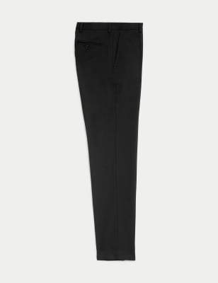 

Mens M&S Collection Wool Blend Flat Front Stretch Trousers - Black, Black