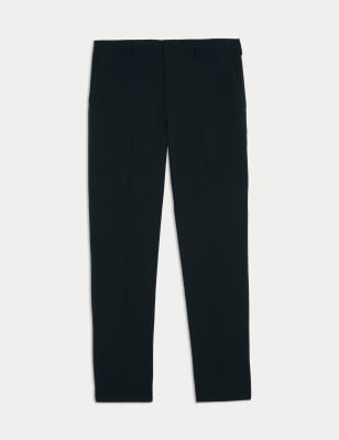 M&S Men's Regular Fit Stretch Trousers - 44REG - Black, Navy,Charcoal,Black