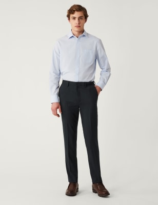 

Mens M&S Collection Tailored Fit Flat Front Stretch Trousers - Charcoal, Charcoal