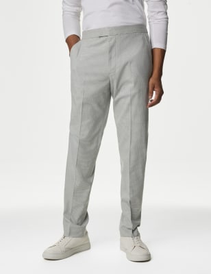 M&S Men's Puppytooth Elasticated Stretch Suit Trousers - 34REG - Neutral, Neutral