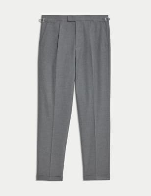 

Mens M&S Collection Tailored Fit Twill Single Pleat Trousers - Grey, Grey