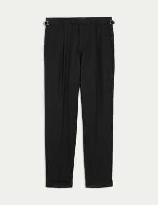 

Mens M&S Collection Tailored Fit Twill Single Pleat Trousers - Black, Black