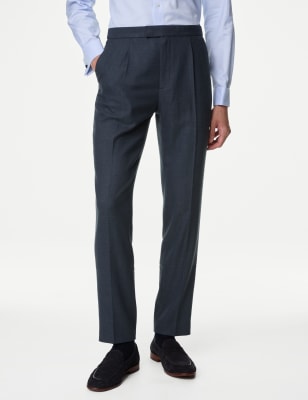 

Mens M&S Collection Tailored Fit Half-Elasticated Waist Trousers - Navy, Navy